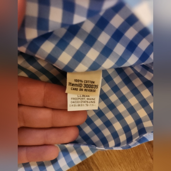 LL Bean Wrinkle-Free Button-Up Plaid Blouse with 3/4 Sleeves 100% Cotton Medium - Picture 4 of 6